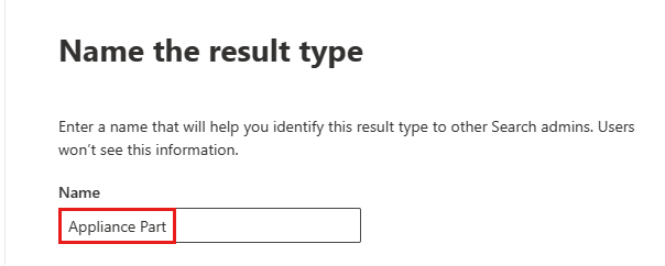 Screenshot of the Name the result type section