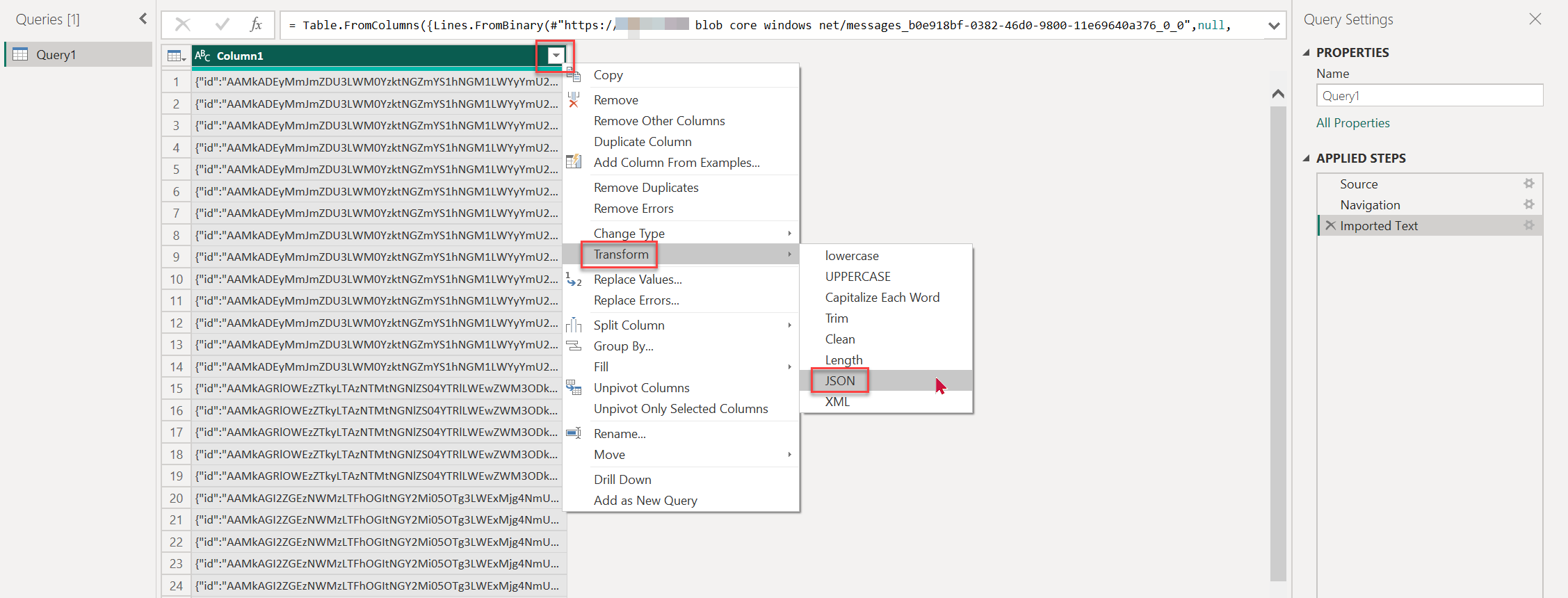 A screenshot that shows how to expand the data columns in Power BI.