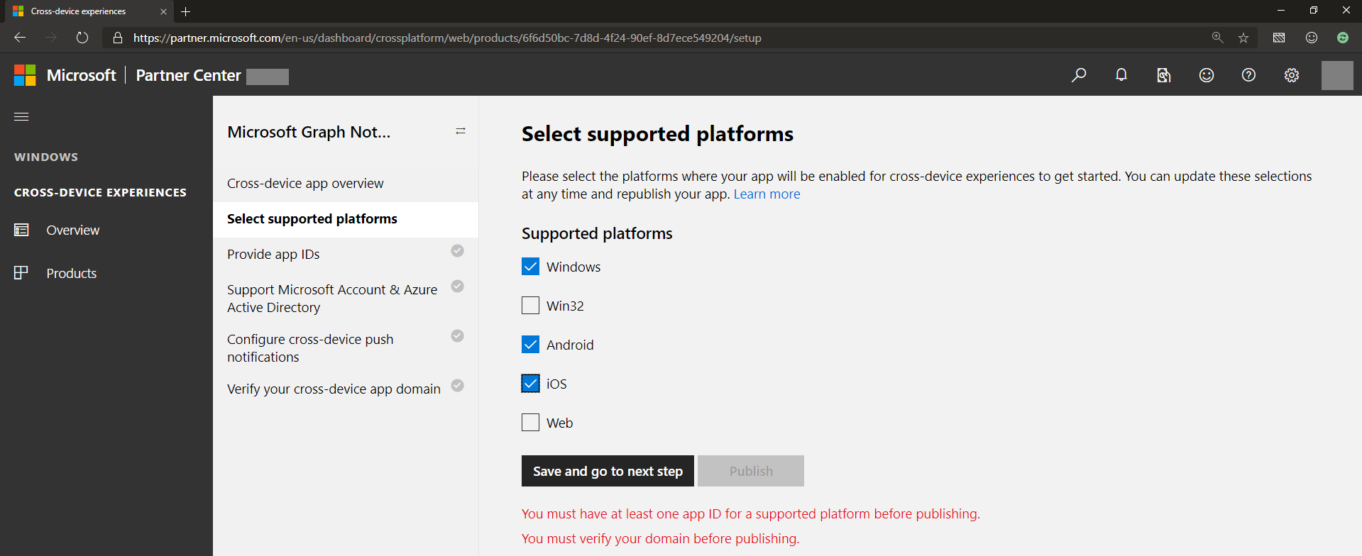 Set up supported platform types