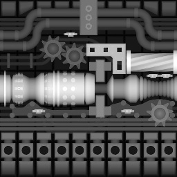 View of a 2D texture generated from a 3D object and converted into a bitmap.