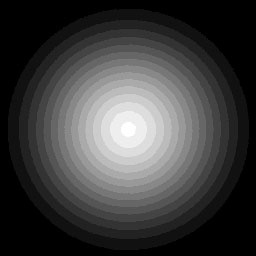 View of a black square with a white circle to show an alpha mask at 85 kilobyte compression using DXT2/3.