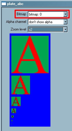 View of a bitmap tag set to bitmap 0, showing the first image from the plate.