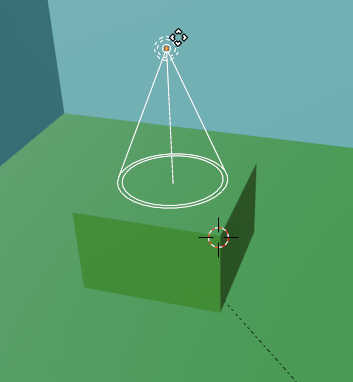View of the the new spot light placed above the small cube.