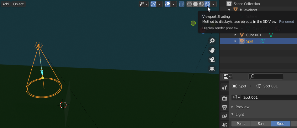 View of the Viewport Shading drop down icon with the button highlighted.