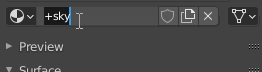 view of the Material's name field changed to + sky.