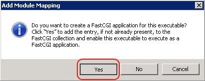Screenshot of the Add Module Mapping confirmation dialog with Yes circled.