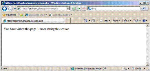 Screenshot of a browser window showing the session state in a tab.