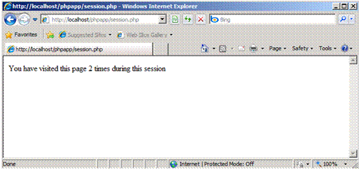 Screenshot of a browser window showing the updated session state in a tab.