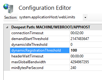 Screenshot showing how to configure dynamic site activation using the Configuration Editor.