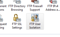 Screenshot of Home pane displaying F T P User Isolation feature selected.