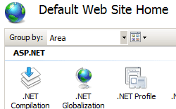 Screenshot that shows the Default Web Site Home pane.