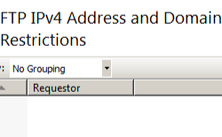 Screenshot that shows the F T P I P v 4 Address and Domain Restrictions pane in the I I S Manager.