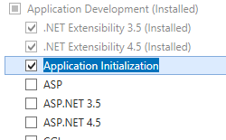 Screenshot that shows the Roles pane. Application Initialization is highlighted and checked.