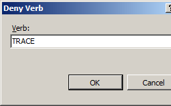 Image of Deny Verb dialog box with H T T P verb entered in the Verb field.