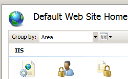 Screenshot of I I S Manager console with application icons.