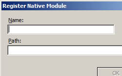 Screenshot that shows the Register Native Module dialog box.