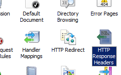 Screenshot that shows the Home pane with H T T P Response Headers selected.