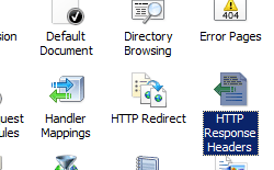 Screenshot that shows the Home pane with H T T P Response Headers selected.