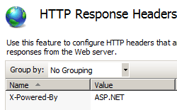 Screenshot of H T T P Response Headers pane with Add option displayed in the Actions pane.