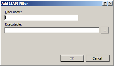 Screenshot of a blank Add I S A P I Filter dialog.