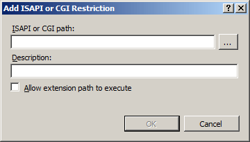 Screenshot of the Add I S A P I or C G I Restriction dialog box.