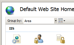 Image of Default Web Site Home page displaying I I S Manager console.