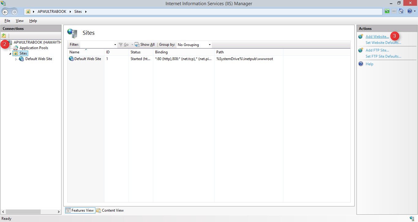 New Site in IIS Manager