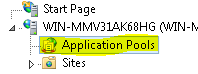 Screenshot that shows Application Pools selected.