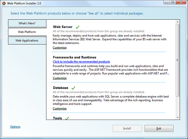 Screenshot of the Web P I Web Platform tab with products listed.