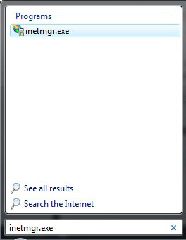 Screenshot of the Start menu. The text i net m g r dot e x e is written in the search bar.
