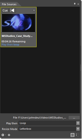 Screenshot of the File Sources tab, showing a video file.