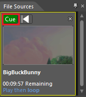 Screenshot of the File Sources tab with the Cue option being highlighted.