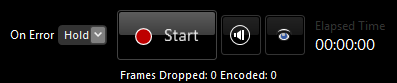 Screenshot of Microsoft Expression Encoder's Live Broadcast Start option.