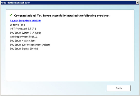 Screenshot shows that the products were installed successfully.