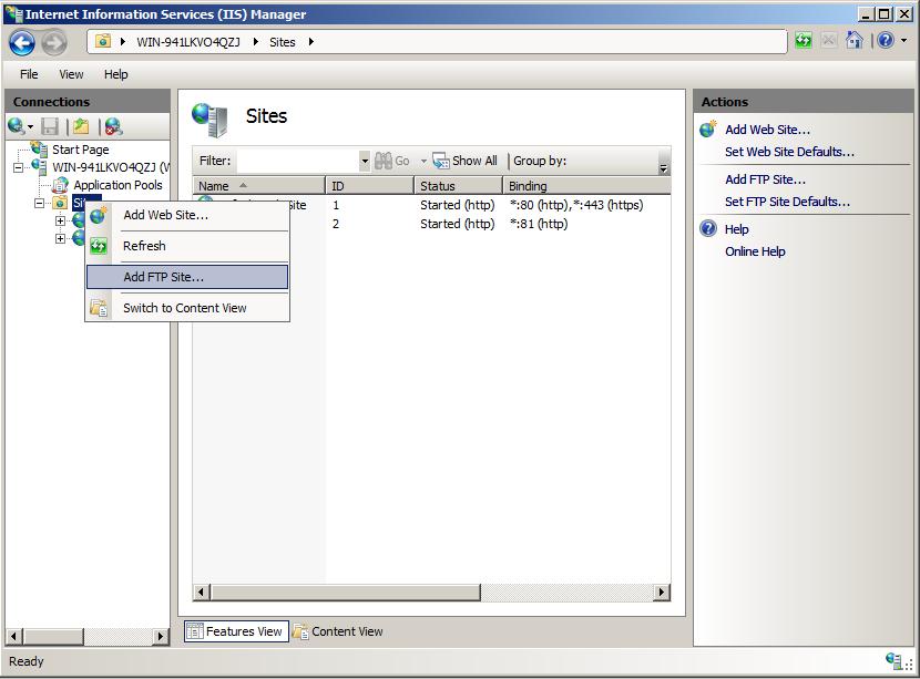 Creating a New FTP Site in IIS 7 | Microsoft Learn