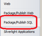 Screenshot of the available tabs with a focus on the Package/Publish S Q L tab.