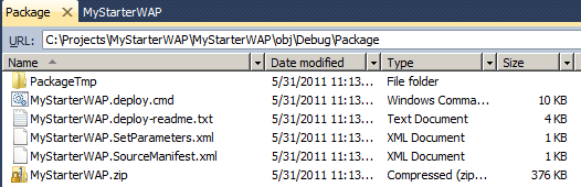 Screenshot of MyStarterWAP screen that contains a package location U R L.