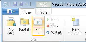 Screenshot shows a web browser window highlighting the Run navigation icon.