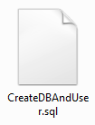 Screenshot shows the Create D B And User dot s q l icon.