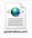 Screenshot shows the parameters dot x m l icon.