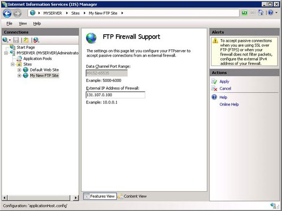 Screenshot of the External I P Address of Firewall set to a value of 131 dot 107 dot 0 dot 100.