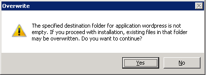 Screenshot of the Overwrite dialog with a focus on the Yes option.
