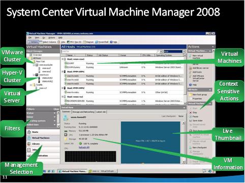 Screenshot of video for the overview of System Center Virtual Machine Manager 2008.