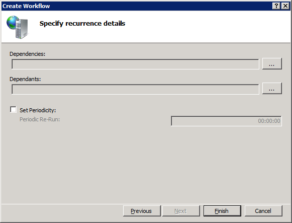 Screenshot of an empty Specify recurrence details dialog.