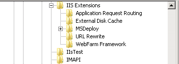 Screenshot that shows the Web Farm Framework folder in Registry Editor.