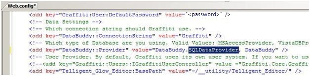 Screenshot of Web dot config file showing DataBuddy edited.