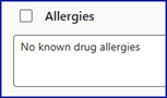 allergies section with dictated text