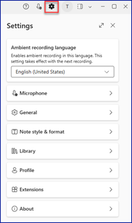 settings menu with gear highlighted
