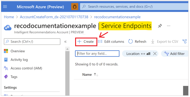 Create serving endpoint