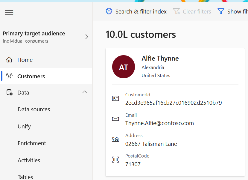 Screenshot showing new customer identifier.